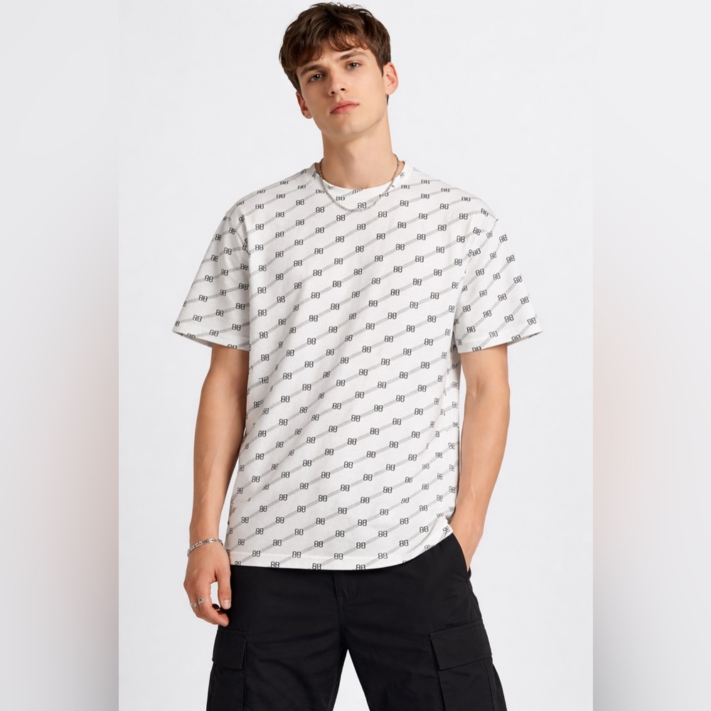 Balenciaga White All-Over BB Logo Short-Sleeve Tee men’s S / women’s M